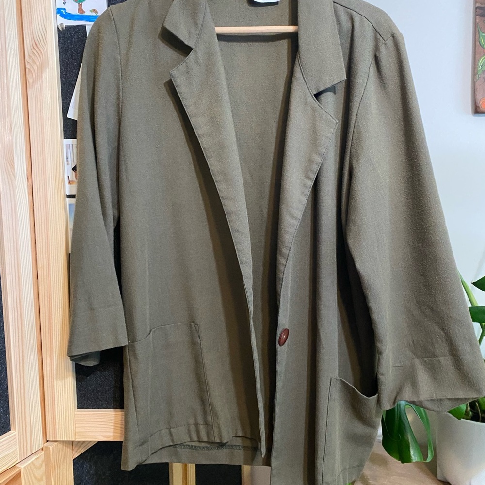 Vintage Alice Stuart - LINEN BLEND Olive Green Women's Blazer / Jacket